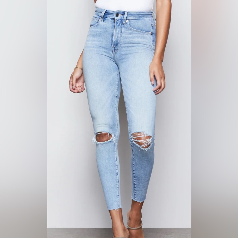 Good American Good Waist Crop Raw Edge